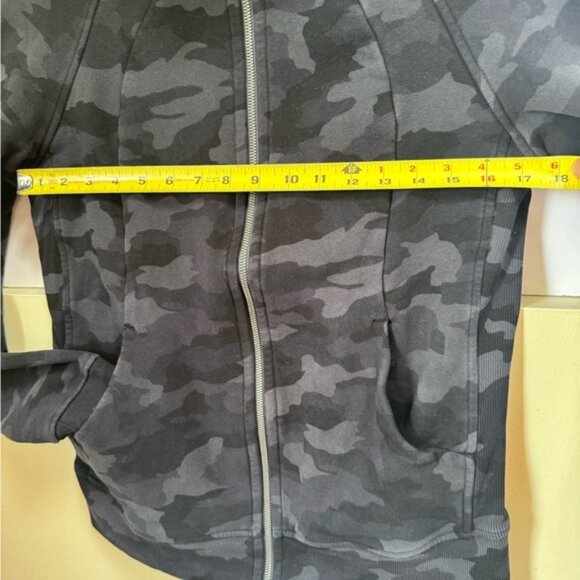 Lululemon Scuba Hoodie Light Cotton Fleece Jacket Pockets Zip Camo Deep Coal 10 - Picture 15 of 16